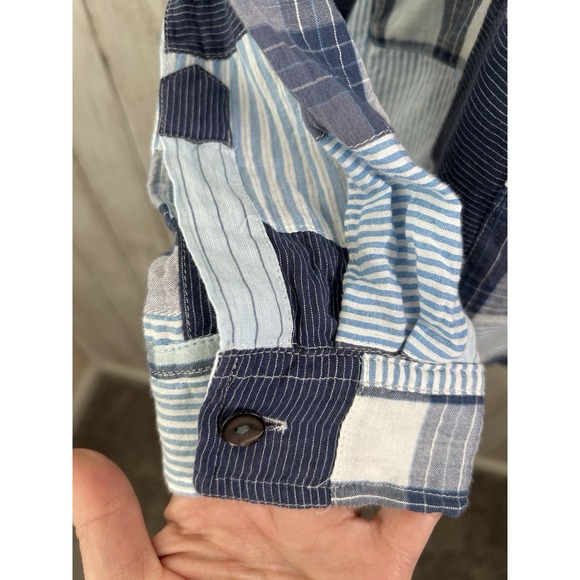 Women's Chico's Madrid Patchwork Cropped Button Up Shirt Size 2 (L-12) - Picture 3 of 8